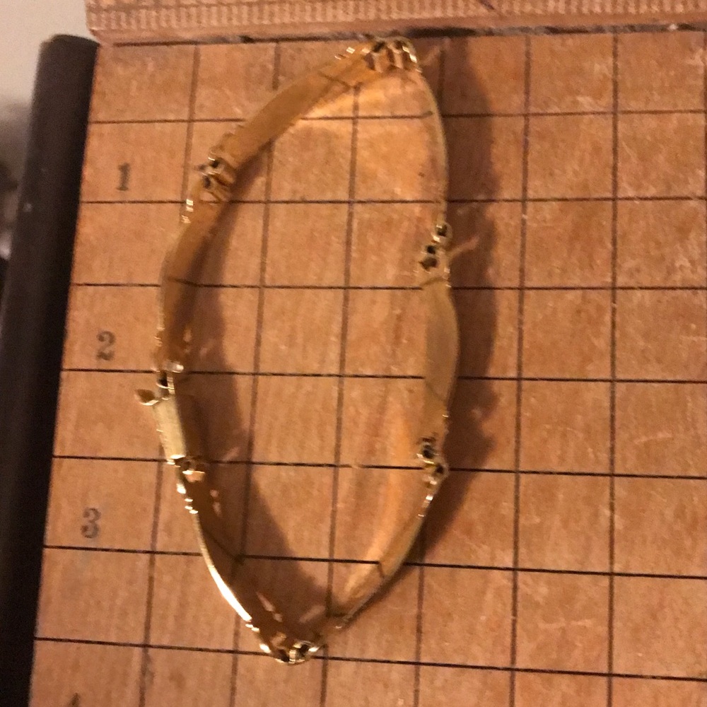 Toledo Style Costume Damascene Link Bracelet Slender Elliptical Shape 7.5”L - Picture 5 of 7
